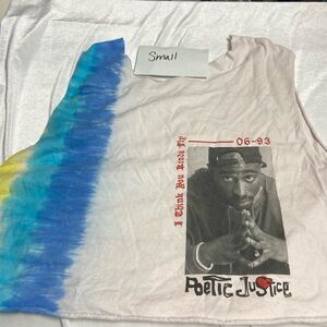 Poetic Justice Graphic Tank Top - White and Blue